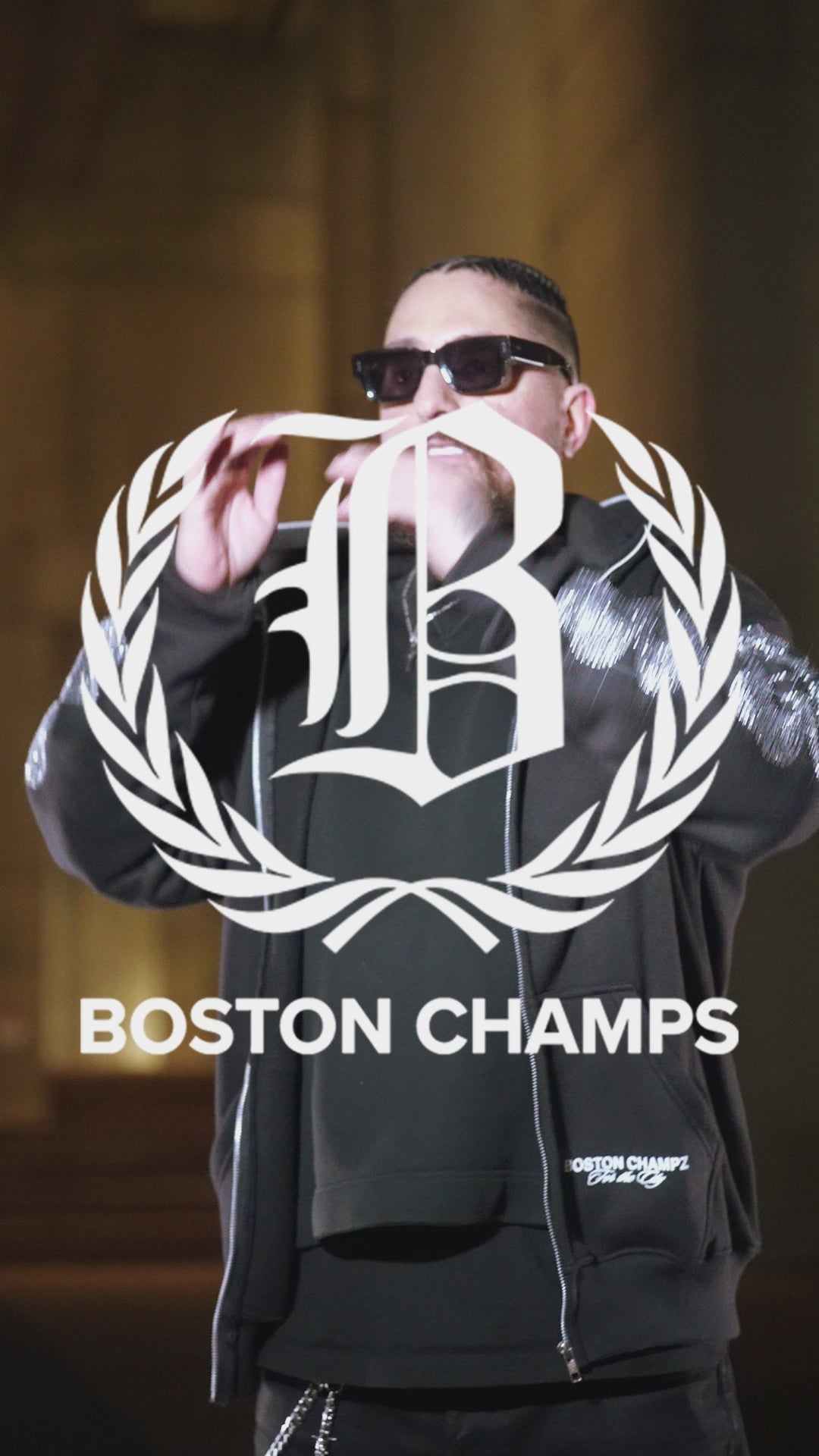 Boston Champs Zero Fucks Given Rhinestone Hoodie (Limited